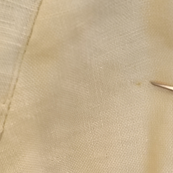 Tracy M Beige 100% Linen 3/4 Button Down With Crochet Accents - Picture 6 of 10